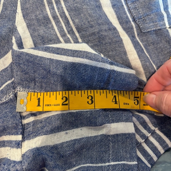 Nautica Blue and White Striped Linen Blend Athletic Shorts - Picture 9 of 10